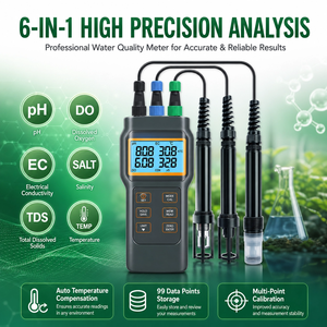 Medidor de Calidad del Agua Multiparamétrico Portátil IoT al por Mayor, 6 en 1, con Probador de PH y DO, con Estuche de Transporte para Agricultura Inteligente - Product Image 3