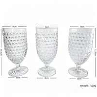 Lot de 6 Gobelets Vintage en Verre Embossé à Motif Nacré 650ml – Verres Transparents Sans Plomb pour Jus, Vin, Eau – Vente en Gros, Logo Personnalisé