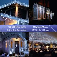 Guirlande lumineuse de Noël imperméable, lumières de fée de rideau de glaçons pour la décoration de la maison, décoration suspendue en extérieur