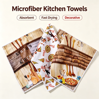 Serviettes de cuisine en microfibre imprimées sur mesure, séchage rapide, absorbantes, chiffons à vaisselle carrés, chiffons de nettoyage écologiques, vente en gros OEM