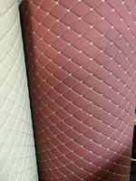 Rollo de Cuero Sintético con Bordado de Estrellas Acolchadas en Forma de Diamante, Tela de Espuma Esponjosa Impermeable para Tapetes de Auto e Interiores de Vehículos