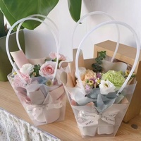 PP Transparent trapézoïdal étanche sac point PVC fleur Rose sac Bouquet matériel fleuriste fournitures