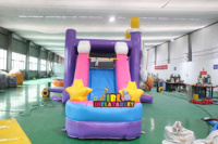 Château sautant de licorne gonflable commercial avec la maison de rebond d'arrière-cour de PVC de glissière à vendre inclut le ventilateur