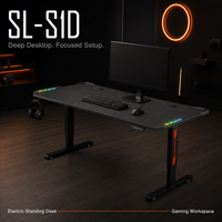 Bureau de jeu réglable en hauteur, tables de jeu avec surface en fibre de carbone, structure métallique avec rangement, durable, en forme de Z, vente en gros d'usine