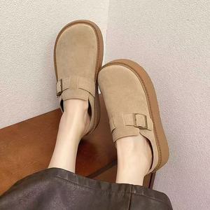 Lazy one-foot slip-on half-slipper for women, new spring 2025 style with thick soles for outdoor wear, retro style - Product Image 5