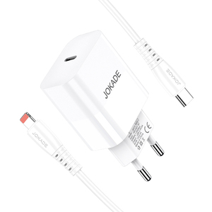 Jokade 30W <b>USB</b>-<b>C</b> Charger With <b>Type</b>-<b>C</b> <b>Cable</b> 1m White Fast <b>Charging</b> Adapter For Phones Tablets - Product Image 2
