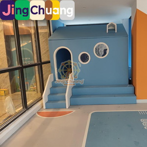 Aire de jeux intérieure pour enfants et bébés, centre d'éveil, espace parent-enfant, avec toboggan doré, éléments modulables souples et structure en <span class=keywords><strong>bois</strong></span> pour l'entraînement sensoriel - Product Image 4