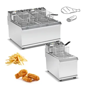 2-Tank &amp; 2-Basket Commercial <strong>Small</strong> Luxury Electric <strong>Deep</strong> <strong>Fryer</strong> with Stainless Steel 8L Capacity 5600W Power - Product Image 1