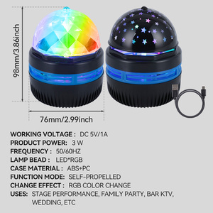 Nouveau 3W USB lumière d'ambiance étoile lampe de <span class=keywords><strong>Projection</strong></span> RGB projecteur <span class=keywords><strong>boule</strong></span> magique lampe cristal LED veilleuse <span class=keywords><strong>boule</strong></span> magique pour Bar KTV - Product Image 4