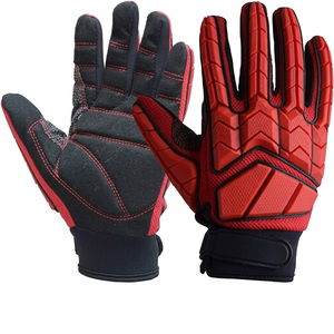 Guantes Reductores de Impacto con Puntas de Dedos con Textura de Microdiamantes Rojos en Relieve, Resistentes a la Abrasión, con Muñequera Ajustable, Guantes de Seguridad - Product Image 1