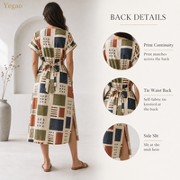 Robe élégante pour femmes Yegao, robes élégantes pour femmes, robes pour femmes, robe midi élégante à imprimé vintage, commande sur mesure en usine