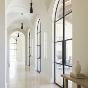 Hoogwaardige op maat gemaakte smeedijzeren moderne buitenbogen dubbele voordeuren entreedeur voor huis villa Franse deuren - Product Image 1