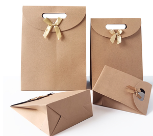 Sac fourre-tout en papier kraft <span class=keywords><strong>EMOER</strong></span> avec nœud rabattable, design écologique et élégant, modèle N203, personnalisable - Product Image 2