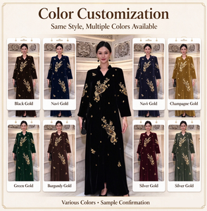 Abaya Elegante e Chic da Donna, Ricamata a Mano in Poliestere, Lunghezza alla Caviglia, Maniche Lunghe, Anti-Pilling, Traspirante, per Tutte le Stagioni, Ideale per Matrimoni - Product Image 4