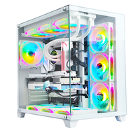 Gabinete de PC MANMU de Torre Completa ATX, Aleación de Aluminio y Acero Blanco, Panel Lateral de Vidrio Templado, Puertos USB 3.0, 7 Ranuras de Expansión Verticales