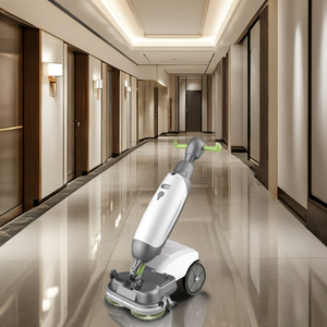 Nettoyeur de sols compact autoporté GS03 avec poignée pliable pour imprimeries, machine de nettoyage avec brosse en plastique et composant central - Product Image 3