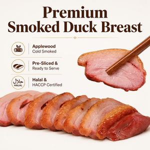 Poitrine <span class=keywords><strong>de</strong></span> <span class=keywords><strong>canard</strong></span> fumée premium Halal surgelée, fumée à froid au bois <span class=keywords><strong>de</strong></span> pomme, désossée, pré-tranchée, prête à servir, vente en gros, export - Product Image 5