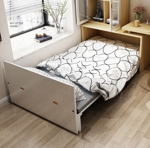 Basit tek Murphy dolap yatak küçük katlanır duvar yatağı yatak odası mobilyası özelleştirilmiş ahşap Modern ev yatak Sunrise Panel ahşap - Product Image 4
