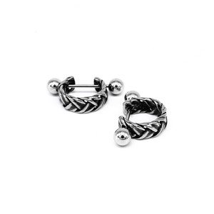 yunnique <b>Cuff</b> <b>Earrings</b> Titanium Steel Geometric Hoop Ear Clips No Piercing Required Fashion Jewelry Pair Pack - Product Image 1