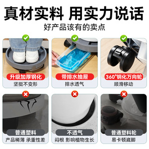 Bandejas para macetas redondas de plástico con ruedas, portátiles, de pie, para macetas, resistentes y duraderas - Product Image 5