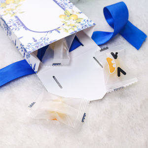 Boîte à bonbons élégante à imprimé citron, sac cadeau en papier avec décoration en nœud satiné pour les cadeaux de mariage et l'emballage de cadeaux d'événements - Product Image 5
