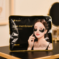 Sac à fermeture éclair scellé à trois côtés noir doré brillant personnalisé pour la beauté coréenne cosmétique Eye Essence Eye Patch Mylar sac