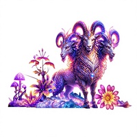Lampu Kristal Ungu Tiga Kepala Bentuk Domba, Hiasan Bunga Awan Zodiak, Dekorasi Tahan Air untuk Wisuda, Thanksgiving, dan Pameran di Mal, Baru