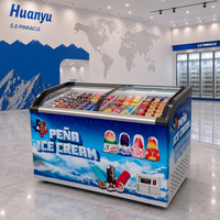 Congélateurs à glaces et sorbets à vitrine en verre marbré à dessus incurvé, avec refroidissement par air, 280L/350L/450L - Offre Spéciale