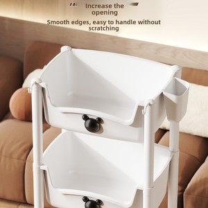 Étagère mobile à 4 niveaux en PP pour dessins animés, support de rangement multi-niveaux sur pied, organisateur de jouets et de collations, pour livres illustrés - Product Image 3
