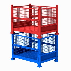 जस्ती इस्पात धातु भंडारण पिंजरे इलेक्ट्रोस्टैटिक पाउडर कोटिंग कार्गो भंडारण उपकरण के लिए स्थिर फोल्डेबल फोल्डेबल - Product Image 5