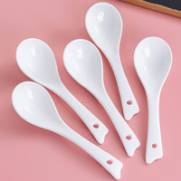 Cuillère en céramique blanche pour soupe, riz, ramen – Ustensile de cuisine en porcelaine, ensemble de service, cadeau, design empilable, FDA, OEM, vente en gros, faible MOQ