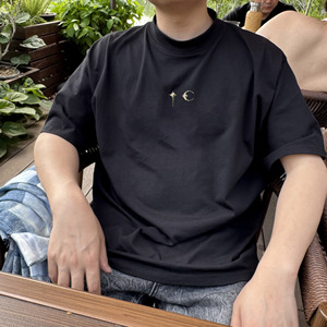 <span class=keywords><strong>Camisetas</strong></span> de Marca de Moda Estilo Americano para <span class=keywords><strong>Hombre</strong></span>, Diseño de Estrella y Luna Plateada, Estilo Urbano, Corte Holgado, <span class=keywords><strong>Camisetas</strong></span> de Verano de Algodón para <span class=keywords><strong>Hombre</strong></span> - Product Image 4
