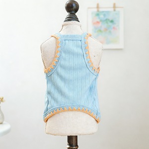 เสื้อกั๊กสำหรับสัตว์เลี้ยงสำหรับสุนัขขนาดกลางและเล็กแมวสีฟ้าลายปักต้นปาล์มสำหรับฤดูร้อนเสื้อผ้าโพลีเอสเตอร์สำหรับสี่ฤดูกาล - Product Image 4