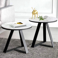 Lot de 2 tables basses rondes et ovales en métal avec pieds en métal noir Hauteur personnalisée