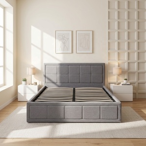 <span class=keywords><strong>Lit</strong></span> de style moderne rembourré en tissu doux avec rangement, cadre en bois de pin, <span class=keywords><strong>lit</strong></span> double ou queen size, meubles de chambre à coucher - Product Image 5