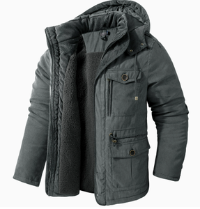Mens Sherpa Lined Parka Hooded <b>Winter</b> Jacket Solid Color <b>Thick</b> <b>Coat</b> with Pocket Flap Closure Outdoor Wear - Product Image 3