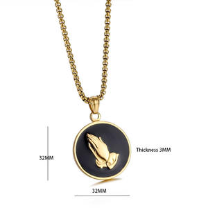 Vintage Prière Mains Religieux Plaqué Or Croix <span class=keywords><strong>En</strong></span> Acier Inoxydable Pendentifs Bijoux De Mode Colliers Chrétien Mâle Hommes Femmes - Product Image 6
