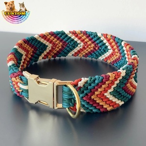 QQpift 럭셔리 조절 가능한 나일론 개 목걸이 꼰 개 목걸이 빠른 릴리스 버클 방수 Paracord에서 수제 - Product Image 1