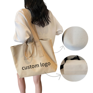 <span class=keywords><strong>Sac</strong></span> fourre-tout en toile de coton écologique décontracté 16 oz, couleur unie tendance, double poignée, <span class=keywords><strong>sac</strong></span> de shopping grande capacité, <span class=keywords><strong>sac</strong></span> à main en toile, logo personnalisé - Product Image 1