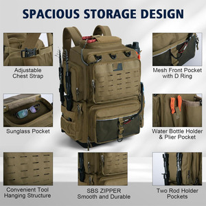 Muestra Gratuita de Mochila de Pesca Personalizada con 4 Bandejas, Bolsa Refrigeradora de Pesca, Caja de Aparejos Impermeable Grande, Bolsa de Almacenamiento para Pesca - Product Image 5