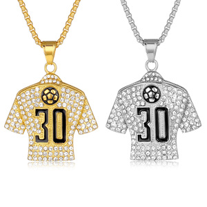 Collier en acier inoxydable plaqué or pour homme, pendentif de football, bijoux de football, collier de football - Product Image 1