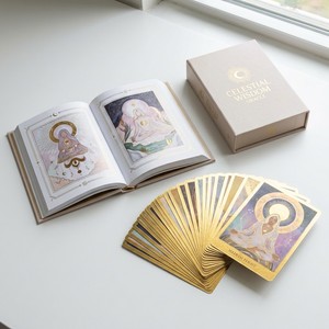 Jeu de cartes d'<span class=keywords><strong>oracle</strong></span> personnalisé en velours doux au toucher pour la guérison spirituelle, pour créateurs indépendants, impression de cartes d'<span class=keywords><strong>oracle</strong></span> avec bords dorés, guide inclus, faible MOQ - Product Image 1