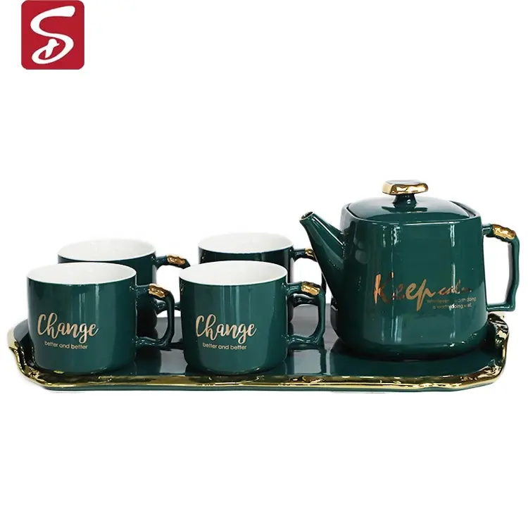 Набор керамических чайников EGRAND в скандинавском стиле, наборы чашек и блюдце с рисунком, простой подарок, креативный набор керамических кофейных кружек