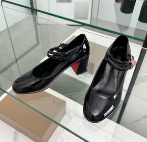 Brand women's high-heeled <b>shoes</b>, designer's patented leather double-button thick-soled sandals, luxurious party high-heeled <b>shoe</b> - Product Image 2