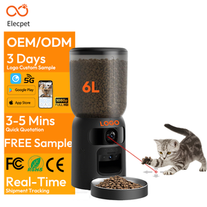 Elecpet 3合1智能宠物喂食器，带激光跟踪应用控制人工智能驱动的6L自动猫粮分配器1080P 2摄像头 - Product Image 1