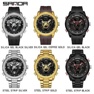 Reloj de pulsera de negocios para hombre Sanda 9022, nuevo modelo, reloj analógico resistente al agua, pantalla LED Digital para actividades al aire libre, Silicona - Product Image 6