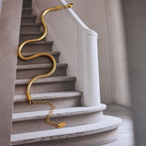 Tobillera de cadena de serpiente de acero inoxidable chapado en oro de 18k para mujer, joyería para pies, venta al por mayor - Product Image 2