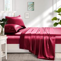 Ensemble de draps en satin rouge de Noël luxueux 4 pièces hypoallergénique doux de refroidissement pour un confort ultime Style simple