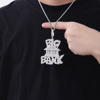 Collier pendentif Hip Hop en bambou micro-incrusté de diamants, grand modèle, pour hommes et femmes, accessoires tendance style rap et dollar