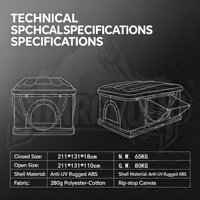Carpa de Techo Rígida Cuadrada ABS para SUV 4x4, Fácil de Instalar, Impermeable, Tipo Concha, con Escalera